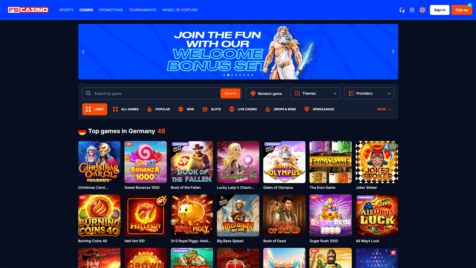 FS Casino Homepage in Bulgaria