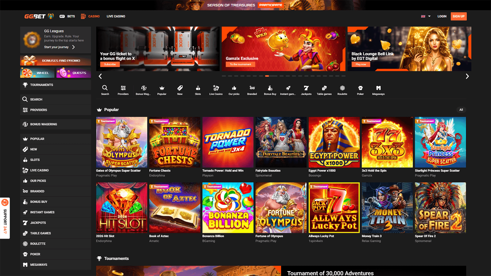 GGBet Casino Homepage in Bulgaria